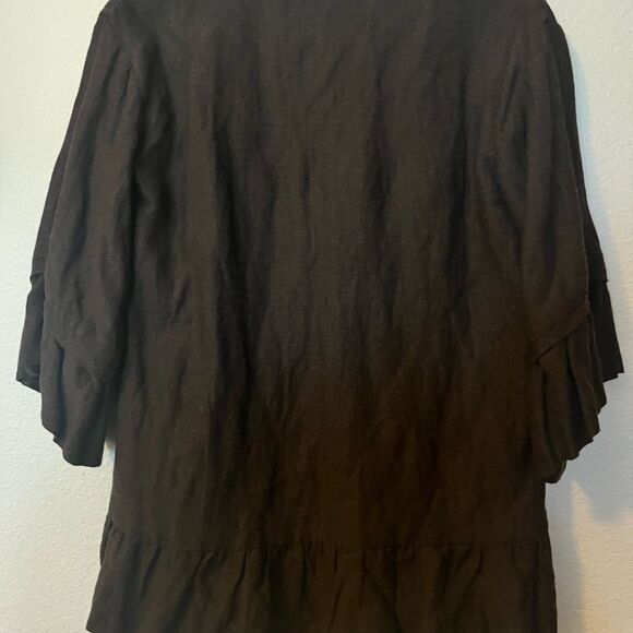 Women's Walter Kimono Jacket SZ XS Wool Brown Ruffle - Picture 9 of 16